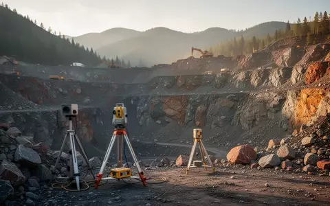 Eine weitläufige Bergbaustätte in einer bergigen Landschaft mit geologischer Ausrüstung im Vordergrund. - Foto: über boerse-global.de