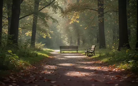 Ein ruhiger, sonnendurchfluteter Parkweg im Herbst mit einer Parkbank in der Ferne, der für einen gesunden Lebensstil steht. - Foto: über boerse-global.de