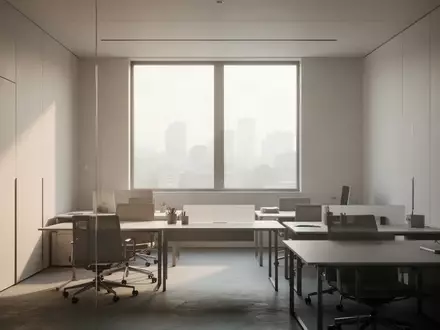 Ein heller, minimalistischer und leerer BĂĽroraum mit modernem Interieur und natĂĽrlichem Lichteinfall. - Foto: ĂĽber boerse-global.de