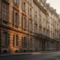 Fassade eines klassischen Wohnhauses in einer städtischen Umgebung bei Sonnenuntergang. - Foto: über boerse-global.de