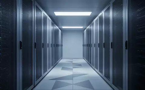 Ein minimalistischer, moderner Serverraum mit bläulicher Beleuchtung und geometrischen Strukturen. - Foto: über boerse-global.de