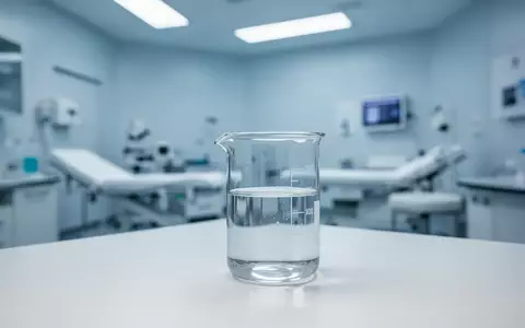 Ein steriler Labortisch mit einem Glasbecher in einem klinischen, modern beleuchteten Untersuchungsraum. - Foto: über boerse-global.de