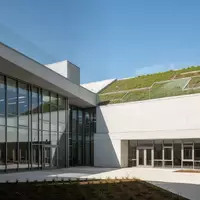 Moderner Schulneubau mit hellen Fassaden, großen Fensterflächen und begrüntem Dach bei Tageslicht. - Foto: über boerse-global.de