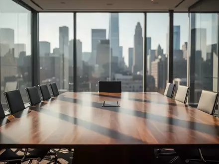 Ein moderner, heller Konferenzraum in einem Bürogebäude mit Blick auf eine Skyline. - Foto: über boerse-global.de