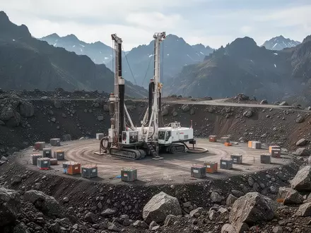 Bohranlage auf einem abgelegenen Explorationsgelände in einer felsigen Berglandschaft. - Foto: über boerse-global.de