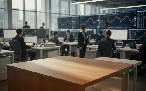 Ein moderner, professioneller Handelsraum mit Büroarbeitsplätzen und unscharfen Bildschirmen im Hintergrund. - Foto: über boerse-global.de