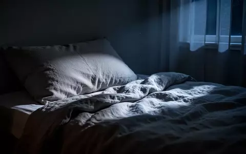 Ein ungemachtes Bett in einem dunklen, nächtlichen Schlafzimmer, beleuchtet durch sanftes Mondlicht. - Foto: über boerse-global.de