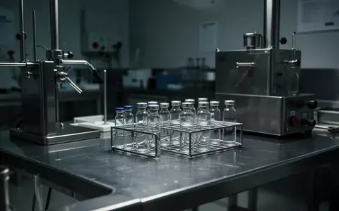 Ein steriles medizinisches Labor mit gläsernen Ampullen auf einer Metalloberfläche. - Foto: über boerse-global.de