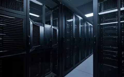 Moderne, minimalistische Serverraum-Umgebung mit dunklen Hardware-Racks und kühler, bläulicher Beleuchtung. - Foto: über boerse-global.de