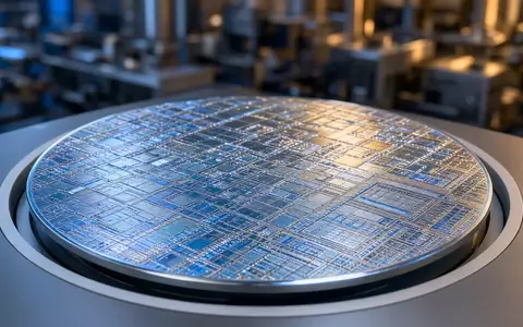 Ein moderner Halbleiter-Wafer mit komplexen Mikrochip-Strukturen in einer sauberen Fertigungsumgebung. - Foto: über boerse-global.de
