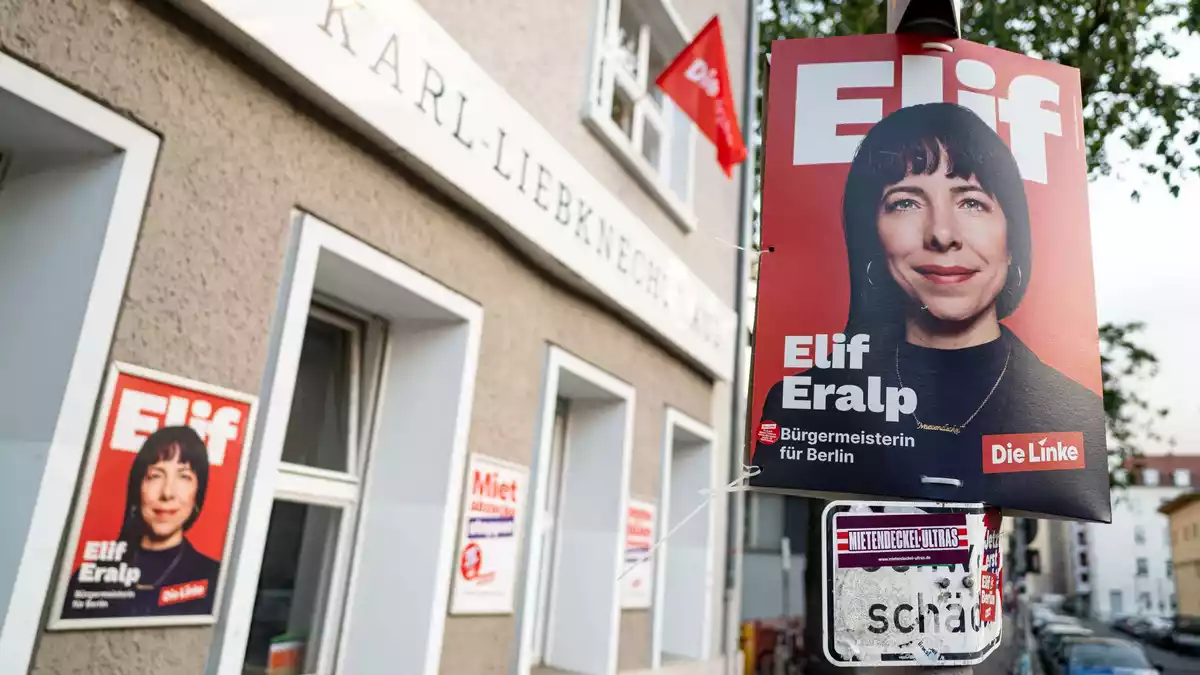 Linke Spitzenkandidatin Elif Eralp könnte die nächste Regierende Bürgermeisterin in Berlin werden. (Archivbild) - Bild: Fabian Sommer/dpa