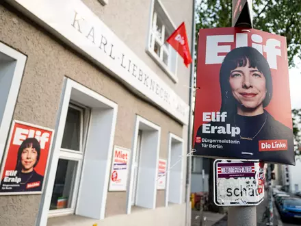 Linke Spitzenkandidatin Elif Eralp könnte die nächste Regierende Bürgermeisterin in Berlin werden. (Archivbild) - Foto: Fabian Sommer/dpa