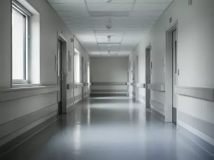 Ein leerer, heller Krankenhausflur mit glänzendem Boden und sanftem Tageslicht. - Foto: über boerse-global.de