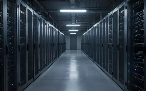 Ein modern beleuchteter Korridor in einem Serverraum mit metallischen Server-Racks in einer ruhigen, professionellen Umgebung. - Foto: über boerse-global.de