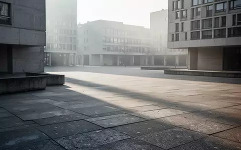 Ein leerer, sonnendurchfluteter Betonplatz vor moderner Architektur in einer städtischen Umgebung. - Foto: über boerse-global.de
