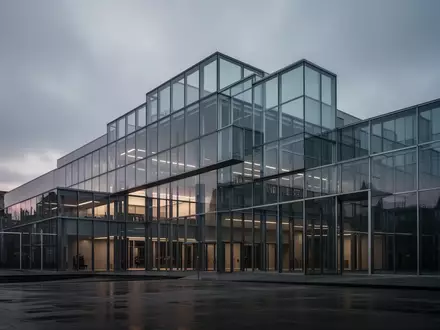 Ein modernes, minimalistisches Behördengebäude aus Glas und Stahl in der Dämmerung unter einem bewölkten Himmel. - Foto: über boerse-global.de