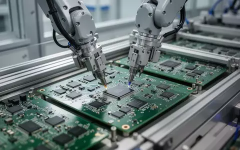 Automatisierte Bestückungslinie für Leiterplatten in einer modernen Fertigungsanlage für Elektronik. - Foto: über boerse-global.de