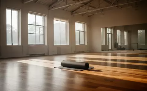 Ein heller, minimalistischer Fitnessraum mit Holzboden und einer zusammengerollten Yogamatte im sanften Sonnenlicht. - Foto: über boerse-global.de