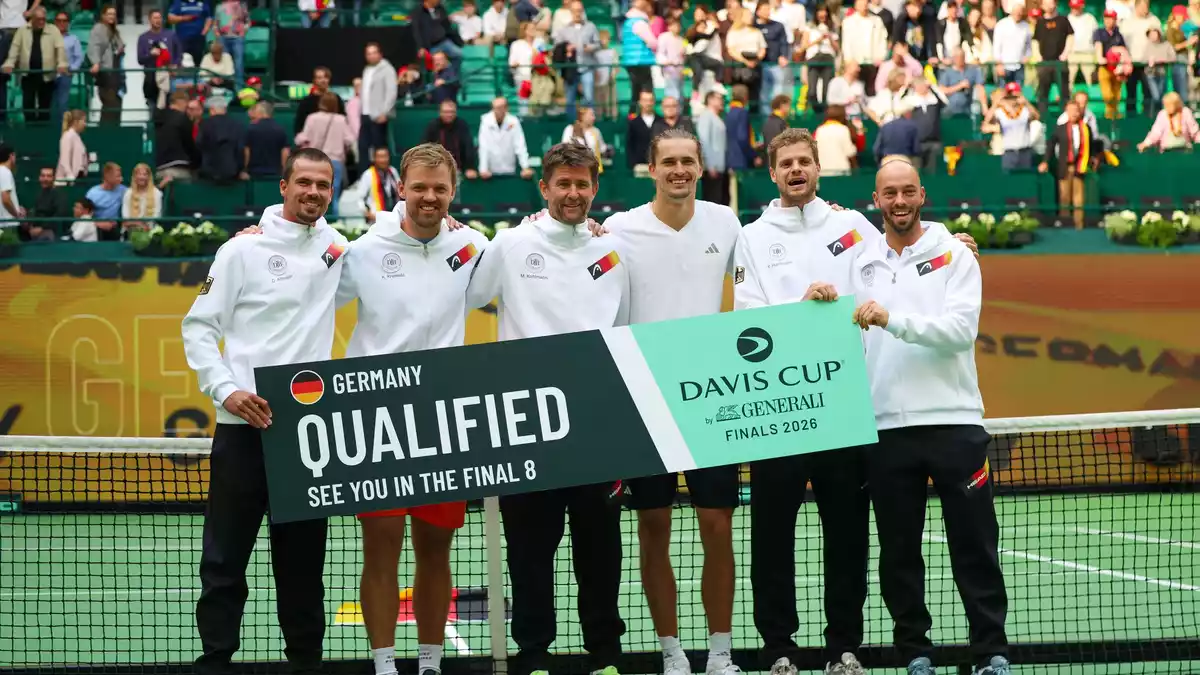 Das deutsche Davis-Cup-Team trifft im Viertelfinale auf Großbritannien. - Bild: Christoph Reichwein/dpa