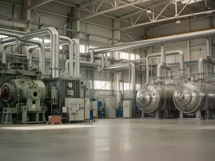 Innenansicht einer modernen Industriehalle zur Herstellung von Transformatoren mit großen Vakuumtrocknungsanlagen. - Foto: über boerse-global.de
