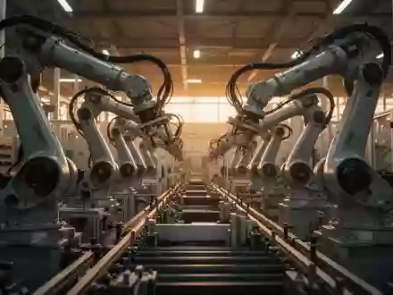 Symbolic image: industrial robots on a production line - Foto: über boerse-global.de