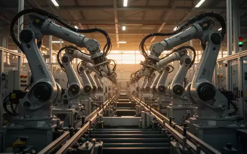 Symbolic image: industrial robots on a production line - Foto: über boerse-global.de