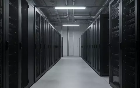 Modernes, minimalistisches Serverraum-Interieur mit sauberen Metall-Serverracks in einer Industrieumgebung. - Foto: über boerse-global.de