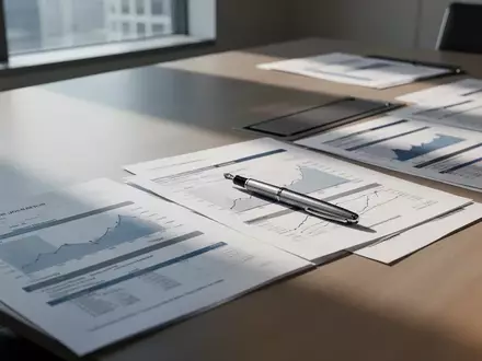 Ein moderner Konferenztisch mit Finanzdokumenten und einem Füllfederhalter in einem hellen Büro. - Foto: über boerse-global.de