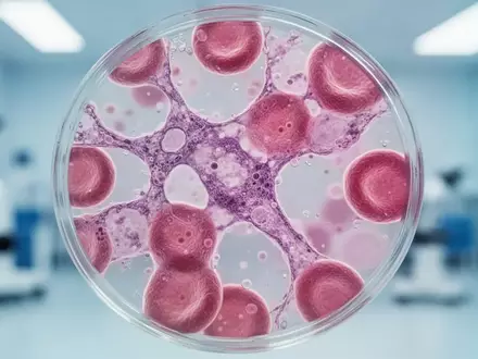 Mikroskopische Aufnahme von Blutzellen in einem sterilen Laborumfeld zur Veranschaulichung immunologischer Prozesse. - Foto: über boerse-global.de