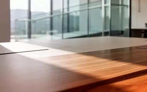Minimalistischer, heller Arbeitsbereich mit fokussiertem Lichtspiel auf einer Holzoberfläche ohne technische Geräte. - Foto: über boerse-global.de