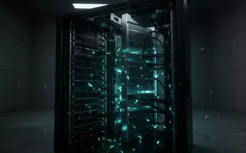 Ein dunkler, minimalistischer Serverraum mit einem schwachen, cyanfarbenen Leuchten, das aus dem Inneren der Hardware dringt. - Foto: über boerse-global.de