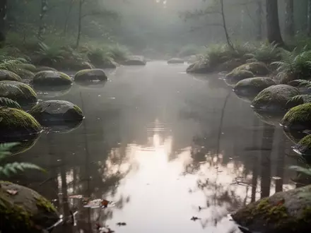 Ein ruhiger Waldsee in der Morgendämmerung, der Stille und Entspannung symbolisiert. - Foto: über boerse-global.de