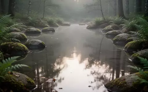 Ein ruhiger Waldsee in der Morgendämmerung, der Stille und Entspannung symbolisiert. - Foto: über boerse-global.de