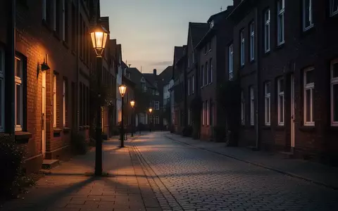 Eine menschenleere, abendliche Wohnstraße in einer deutschen Kleinstadt mit historischer Architektur und gedimmter Straßenbeleuchtung. - Foto: über boerse-global.de