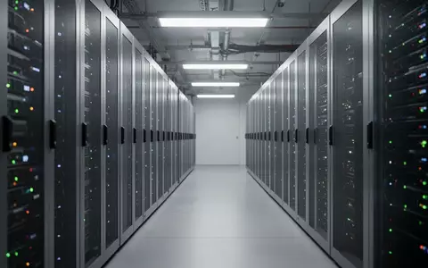 Ein minimalistischer, modern beleuchteter Serverraum mit metallischen Schaltschränken in einer technologischen Umgebung. - Foto: über boerse-global.de