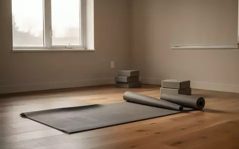 Eine minimalistische physiotherapeutische Praxis mit einer ausgerollten Übungsmatte und Schaumstoffblöcken auf dem Boden. - Foto: über boerse-global.de