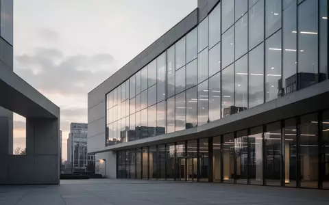 Moderne, minimalistische Architektur mit Glasfassade in einem ruhigen Geschäftsviertel bei Dämmerung. - Foto: über boerse-global.de