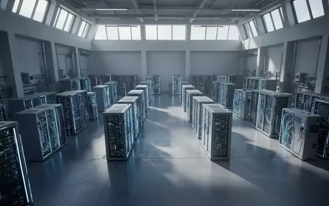 Ein minimalistisch gestaltetes, modernes Forschungslabor mit abstrakten Server-Einheiten und kühler, natürlicher Beleuchtung. - Foto: über boerse-global.de