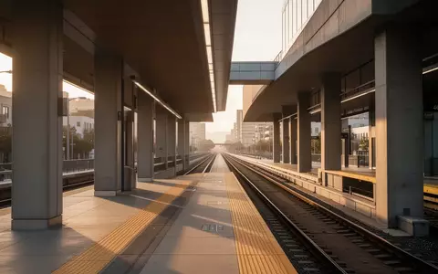 Eine leere Bahnsteigplattform einer modernen Nahverkehrsstation in der San Francisco Bay Area bei Sonnenuntergang. - Foto: über boerse-global.de