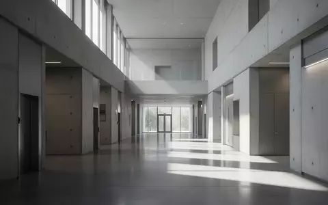 Ein minimalistischer Flur in einem modernen Verwaltungsgebäude mit klaren Linien und natürlichem Lichteinfall. - Foto: über boerse-global.de