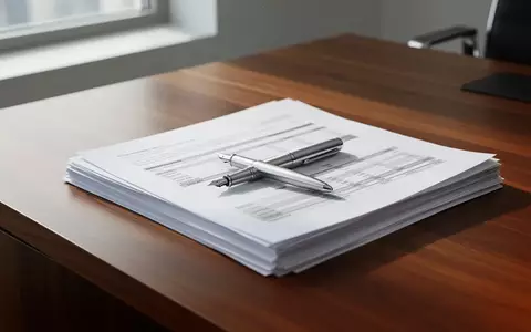 Ein eleganter Füllfederhalter liegt auf sauber gestapelten Finanzunterlagen auf einem Schreibtisch. - Foto: über boerse-global.de