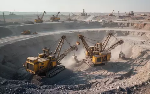 Großaufnahme einer industriellen Kalimine mit schweren gelben Baumaschinen in einem weitläufigen Tagebau. - Foto: über boerse-global.de