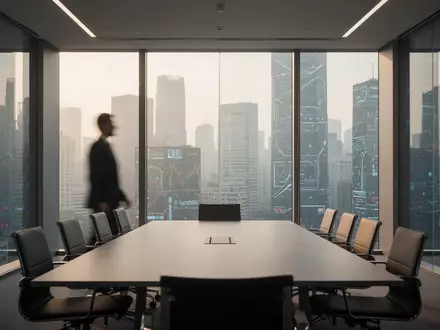 Ein moderner, lichtdurchfluteter Konferenzraum in einem Bürogebäude mit Blick auf ein Finanzviertel. - Foto: über boerse-global.de