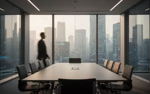 Ein moderner, lichtdurchfluteter Konferenzraum in einem Bürogebäude mit Blick auf ein Finanzviertel. - Foto: über boerse-global.de