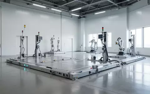 Eine moderne, minimalistische Industriehalle für technologische Forschung in Japan mit modularen Testvorrichtungen. - Foto: über boerse-global.de