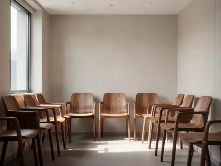 Ein leerer, modern gestalteter Wartebereich einer Arztpraxis mit neutralen Farben und natürlichem Lichteinfall. - Foto: über boerse-global.de