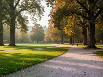 Ein sonniger, weitläufiger Stadtpark in Bayern mit grünen Wiesen und Wegen, der zur Bewegung im Freien einlädt. - Foto: über boerse-global.de