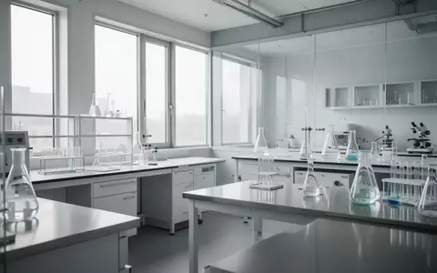 Ein minimalistisches, modernes klinisches Labor mit hellen, sterilen Oberflächen und diffusem Tageslicht. - Foto: über boerse-global.de