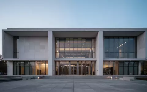 Modernes Verwaltungsgebäude mit schlichter Architektur in der Dämmerung. - Foto: über boerse-global.de