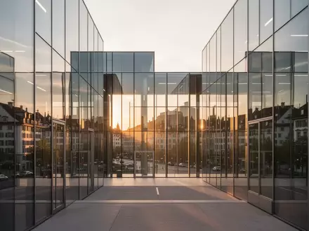 Moderne Büroarchitektur aus Glas und Stahl in Zürich bei Sonnenuntergang. - Foto: über boerse-global.de